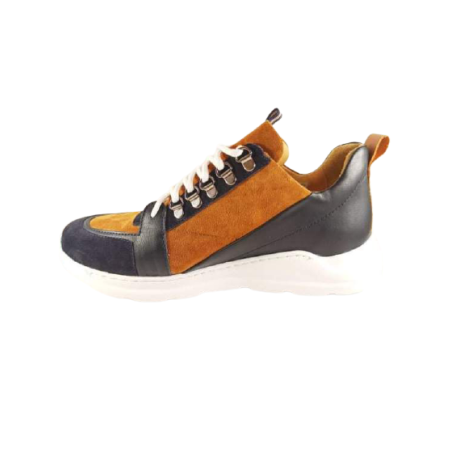 Δερμάτινο Sneaker Μπλε με Ταμπά συνδιασμούς